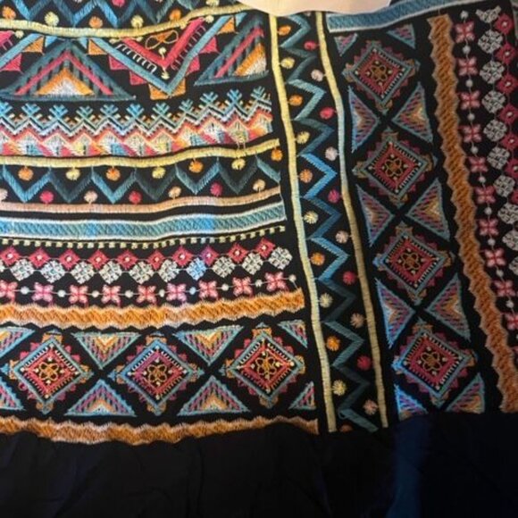 Savanna Jane Womens Boho Embroidered Peasant Blouse Black/Multi-Colored bohemian - Picture 4 of 7